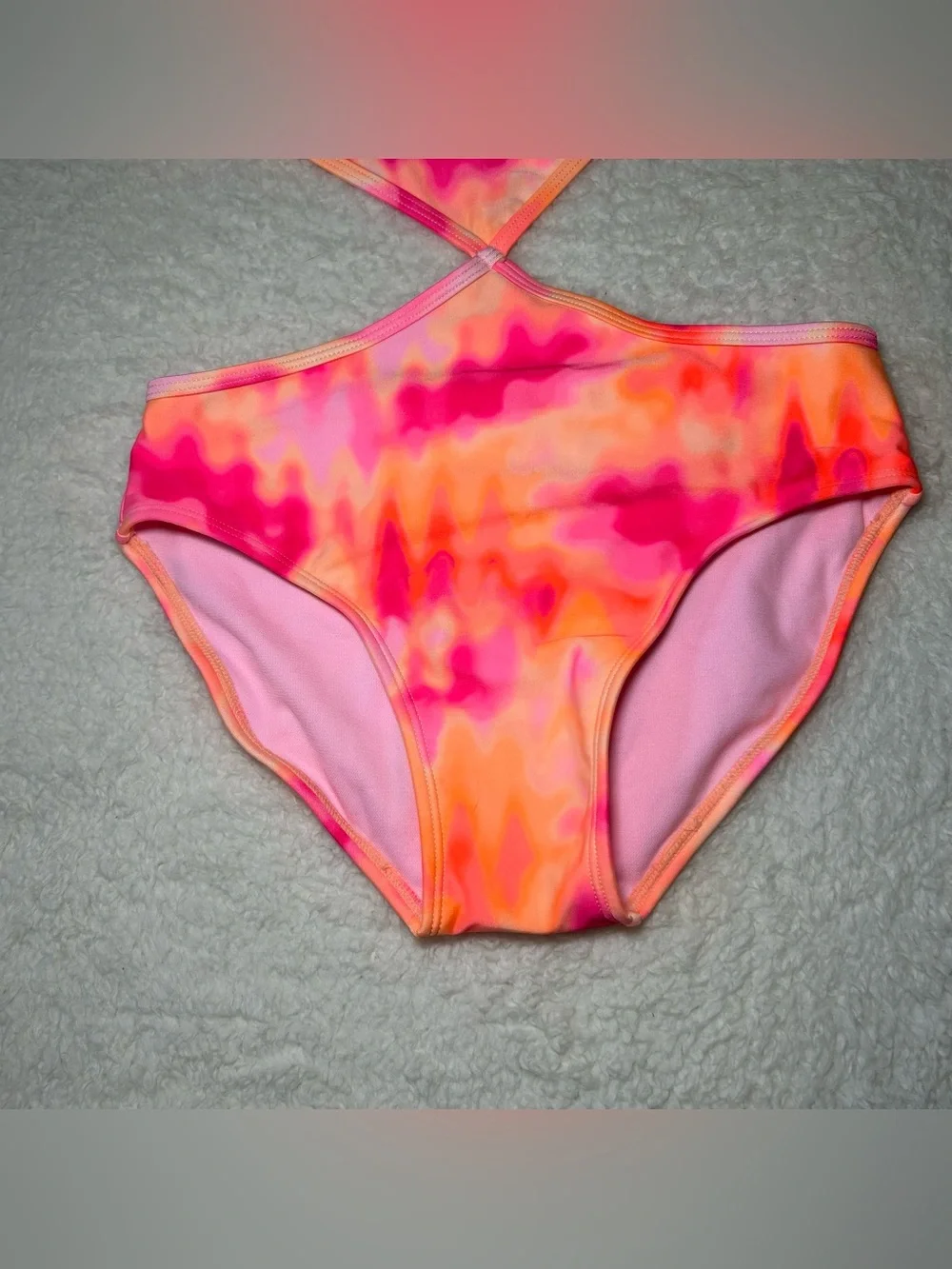 Art Class Girls Orange & Pink Tie Dye Cut Out One Piece Swimsuit XL NEW